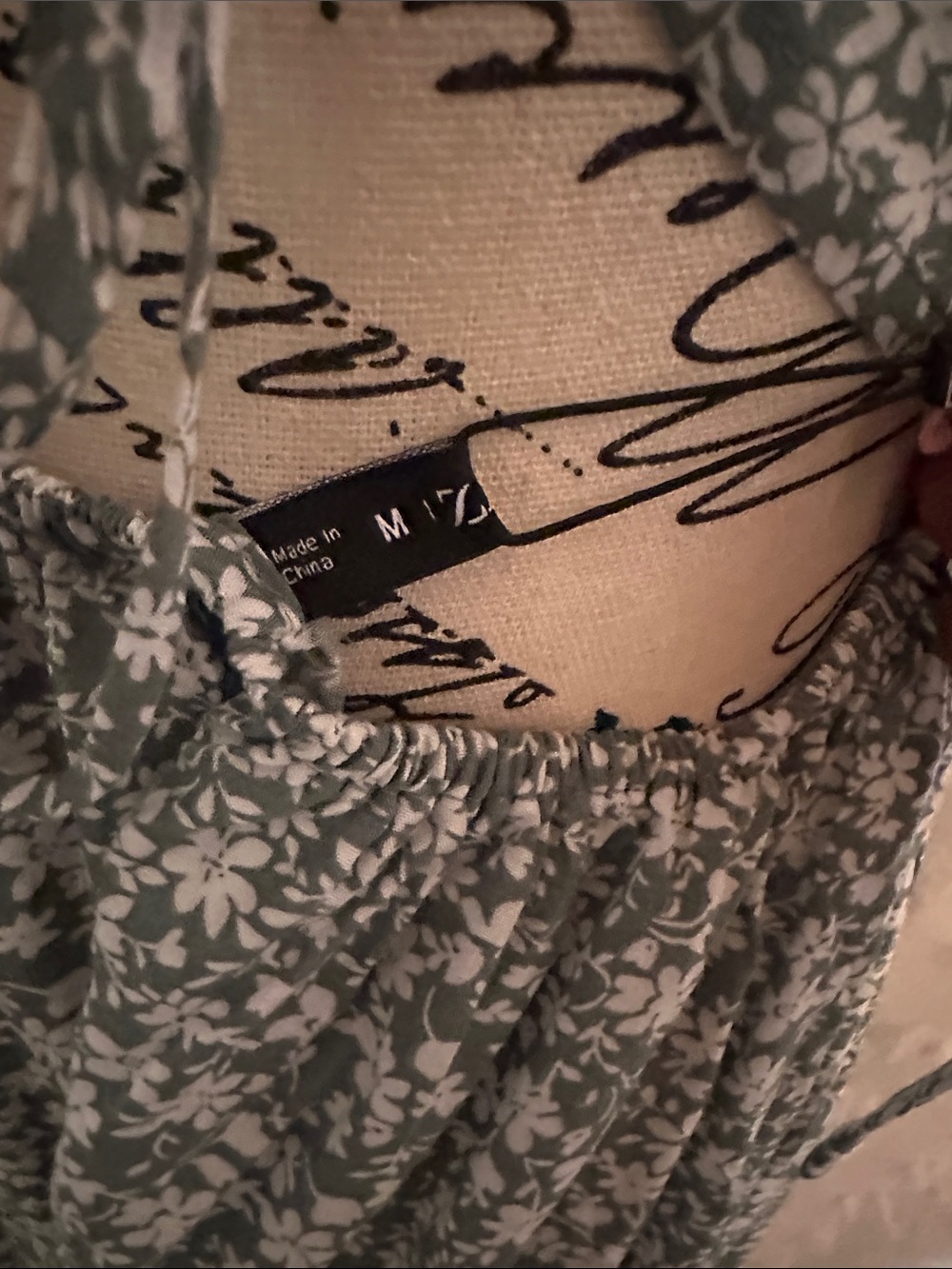 Sage Green Floral Spaghetti Strap Mini Dress - Picture 4 of 4